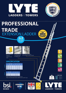 Lyte EN131-2 Professional Extension Ladder 12 rung 2 Section (NELT235)